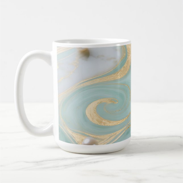 Türkise Marmor Perle Gold Wirbel Kaffeetasse (Links)