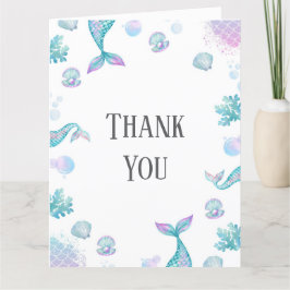 Türkise Mermaid Themed Party Party Dankeskarte