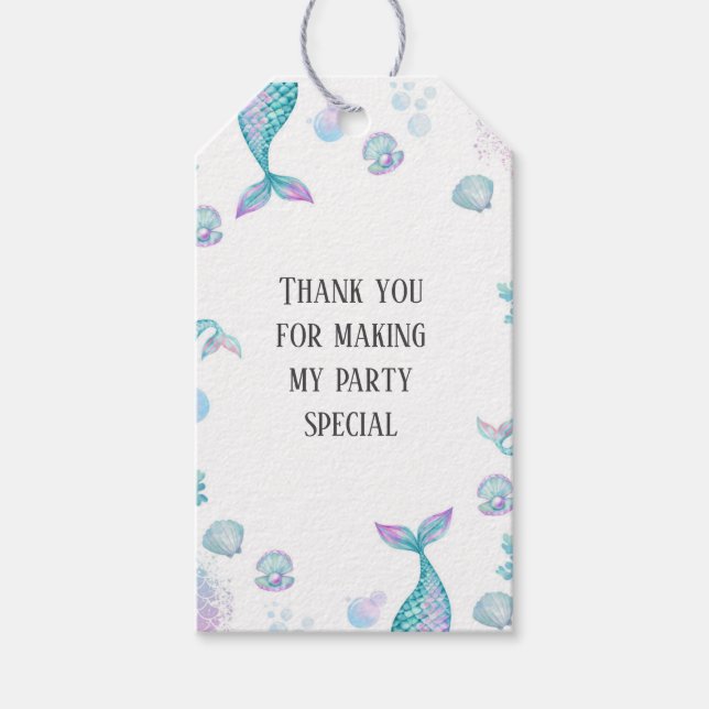 Türkise Mermaid Themed Party Party Geschenkanhänger (Vorderseite)