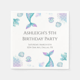 Türkise Mermaid Themed Party Party Serviette