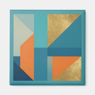 Türkise Orange Goldene Geometrische Abstraktion Magnet