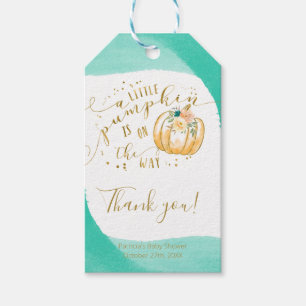 Türkise Orange Kürbis Herbst Baby Shower Danke Geschenkanhänger