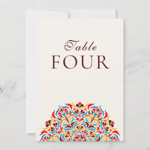 Türkise Orange Whimsical Blumen Hochzeit Tisch Num Einladung