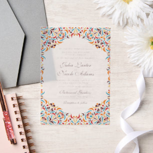 Türkise Orange Whimsical Florales Mandala-Hochzeit
