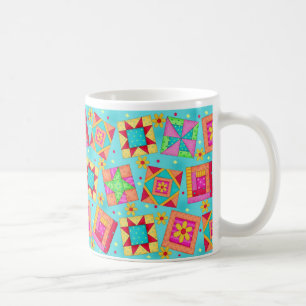 Türkise Patchwork Quilt Design Tasse