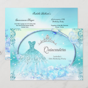 Türkise Prinzessin Quinceanera Magisches Kleid Einladung