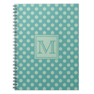Türkise Punkte Muster Monogramm Notizblock