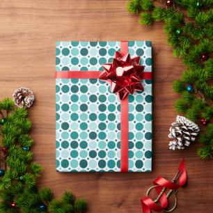 Türkise Retro-Punkte-Muster-Geschenkpapierrolle Geschenkpapier