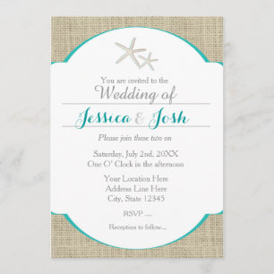 Türkise Strand-Bast-Starfish-Einladung Einladung