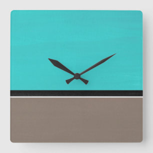 Türkise Taupe Moderne Quadratische Wanduhr