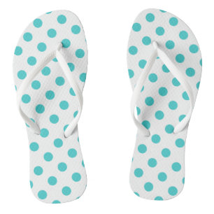 Türkise Tupfen auf Weiß Flip Flops