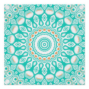 Türkise und Beige Ozean-Mandala-Muster Poster