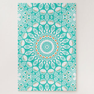 Türkise und Beige Ozean-Mandala-Muster Puzzle