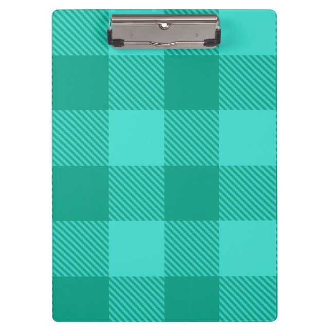 Türkise und Blaugrüne Gingham-Karo-Design  Klemmbrett (Vorderseite)