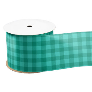 Türkise und Blaugrüne Gingham-Karo-Design Satinband
