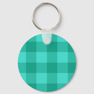 Türkise und Blaugrüne Gingham-Karo-Design Schlüsselanhänger