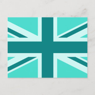 Türkise und Blaugrüne Union Jack 2 Postkarte