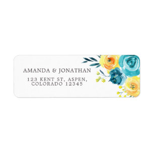 Türkise und gelbe Aquarell-Blumenhochzeit