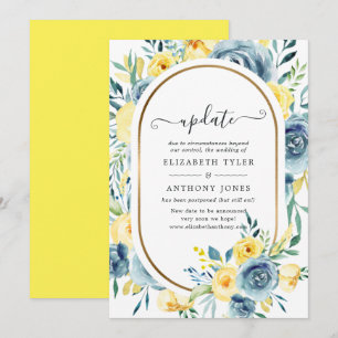 Türkise und gelbe Blumenhochzeitsupdate Einladung