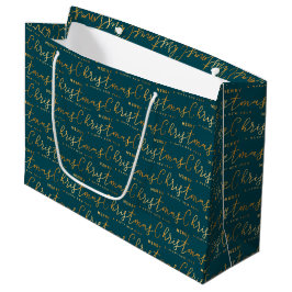Türkise und goldene Frohe Weihnachten Wortkunst Große Geschenktüte