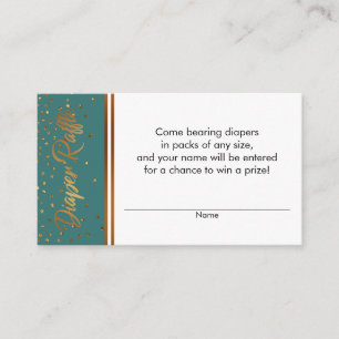 Türkise und goldene Konfetti-Windel-Raffle-Tickets Begleitkarte