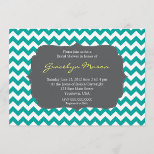 türkise und graue Chevron-Einladung zur Babyparty Einladung