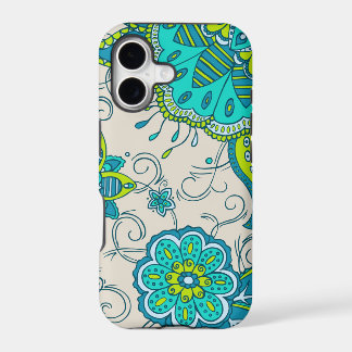 Türkise und Limette Blumenmuster