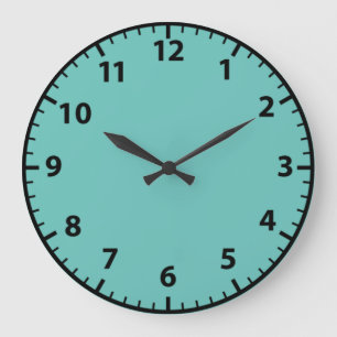 Türkise und schwarze Teal-Wanduhr Große Wanduhr
