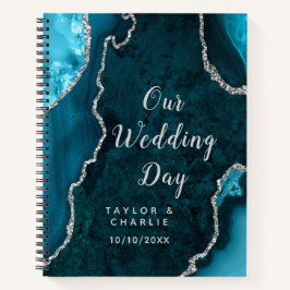 Türkise und silberne Achat-Hochzeitsplanerin Notizbuch