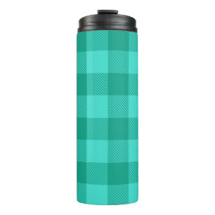 Türkise und Türkis-blaue Gingham Karo-Design Thermosbecher
