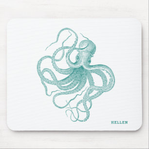 Türkise Vintage-Oktopus-Mauspad Mousepad