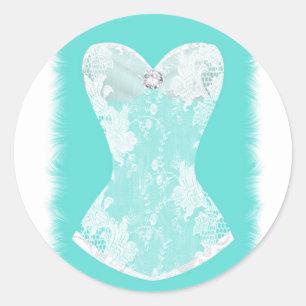 Türkise & Weiße Glam-Wäsche Dusche Partygeschenk Runder Aufkleber