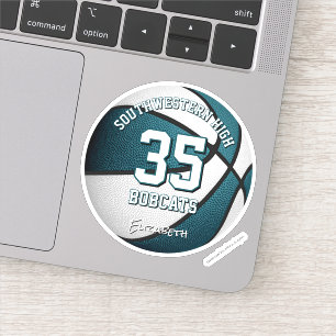 Türkise weiße Teamfarben Jungen Mädchen Basketball Aufkleber