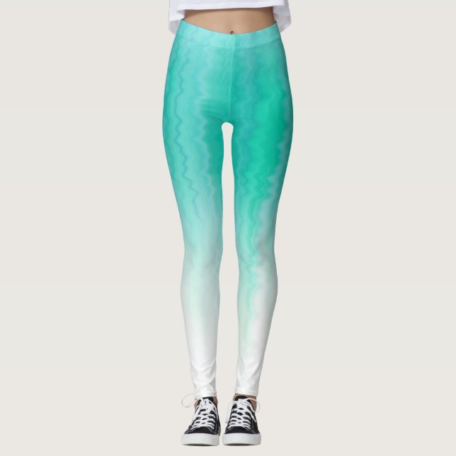 Türkise Zigzag Muster Leggings (Vorderseite)