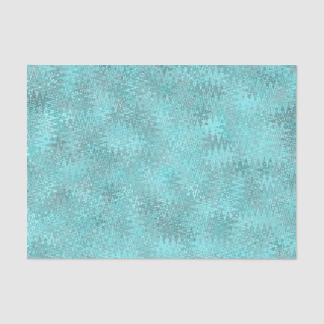 Türkise Zigzag Muster Seidenpapier (Vorderseite)