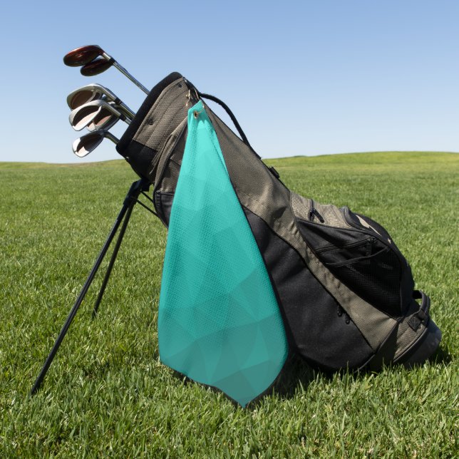 Türkiser Gradient geometrisches Netzmuster Golfhandtuch (Gras)