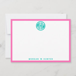 Türkiser Kreis-Monogramm-Schrift DIY-Hintergrund Dankeskarte