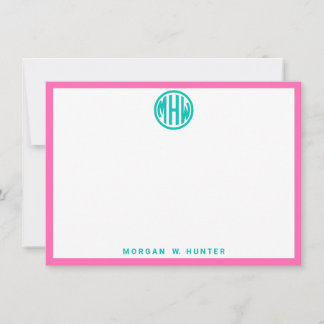 Türkiser Kreis-Monogramm-Schrift DIY-Hintergrund Dankeskarte
