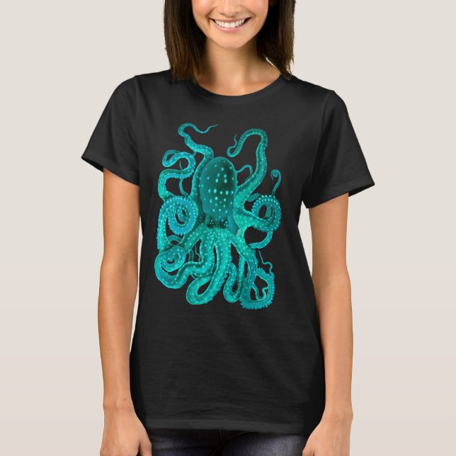 Türkiser Oktopus Too T-Shirt (Vorderseite)