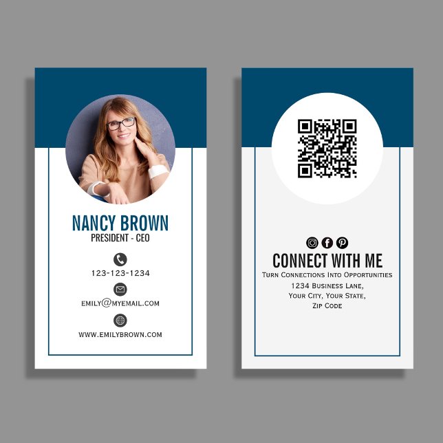 Türkiser QR-Code Foto Verbinde dich mit mir Minima Visitenkarte (Modern teal QR code photo design with clean layout—perfect for easy, stylish networking.)