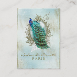 Türkiser Shabby Pfau Visitenkarte