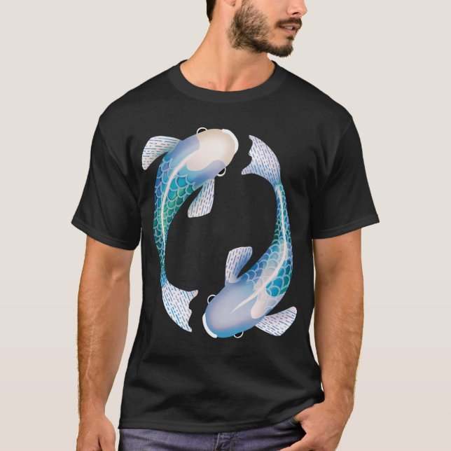 Türkiser Zen Koi Fisch T-Shirt (Vorderseite)