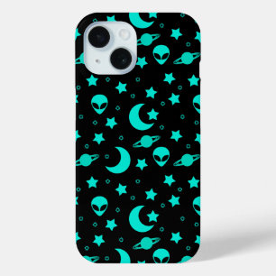 Türkises Alien-Muster mit Sternen und Monden Case-Mate iPhone Hülle