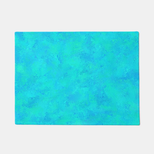 Türkises Blau abstraktes Muster Fußmatte (Vorderseite)