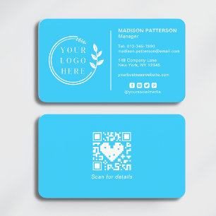 Türkises Firmenlogo Social Media QR Code Visitenkarte