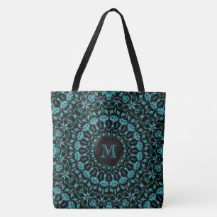 Türkises florales Mandala-Monogramm