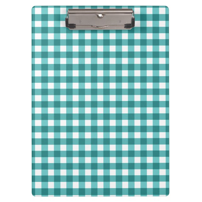 Türkises Gingham Klemmbrett (Vorderseite)