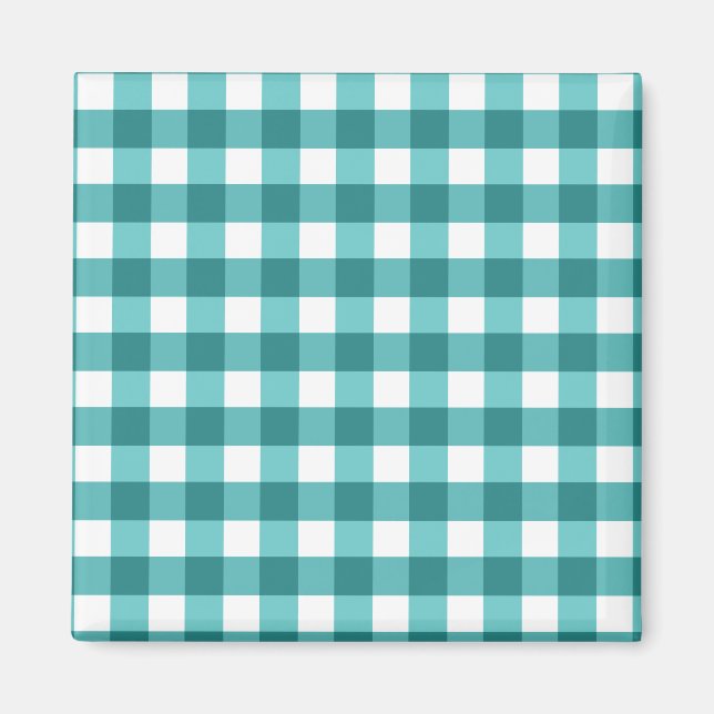 Türkises Gingham Magnet (Vorne)