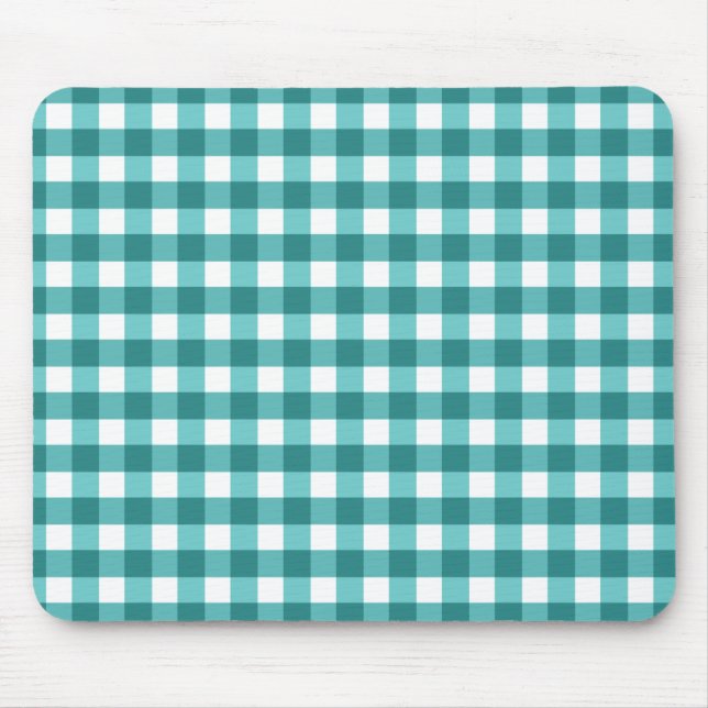 Türkises Gingham Mousepad (Vorne)
