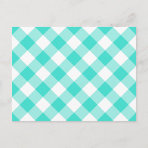 Türkises Gingham-Muster Postkarte